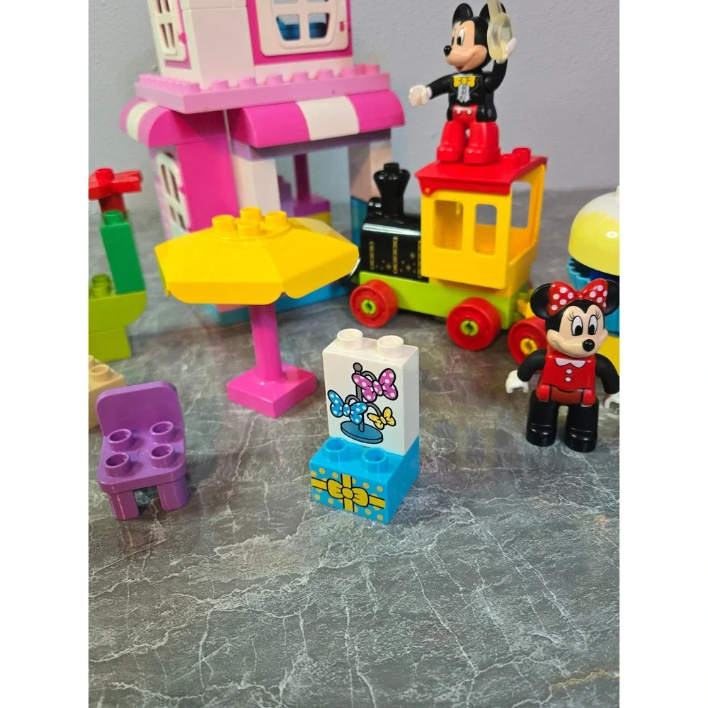 LEGO Duplo Disney Mickey Minnie Mouse Birthday Train & Toy Story Woody Cafe Lot